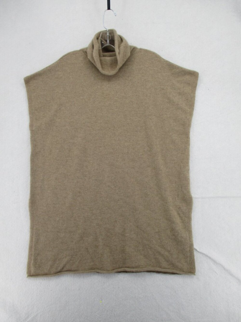Eileen Fisher Sweater Tunic Women Small Beige 100% Cashmere Knit Turtle Neck